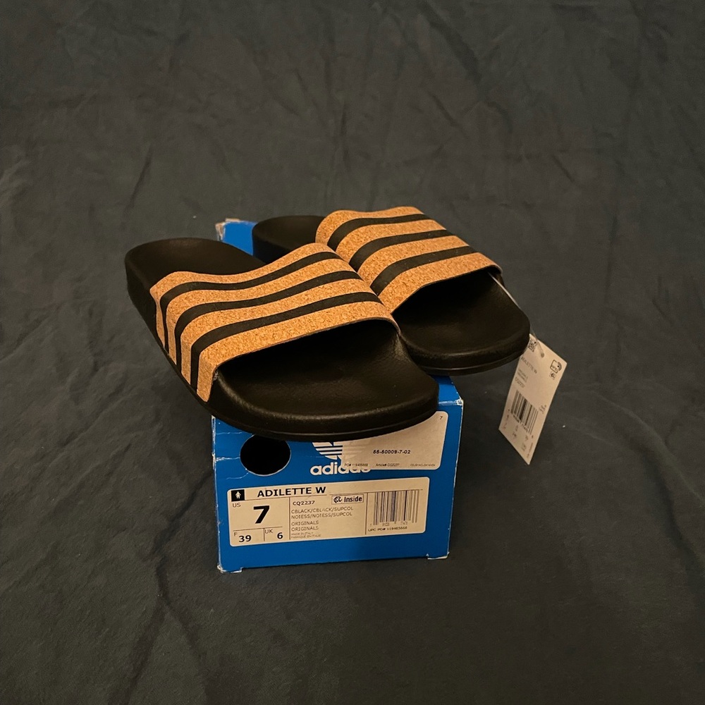 Brand new Adidas cork adilette slides